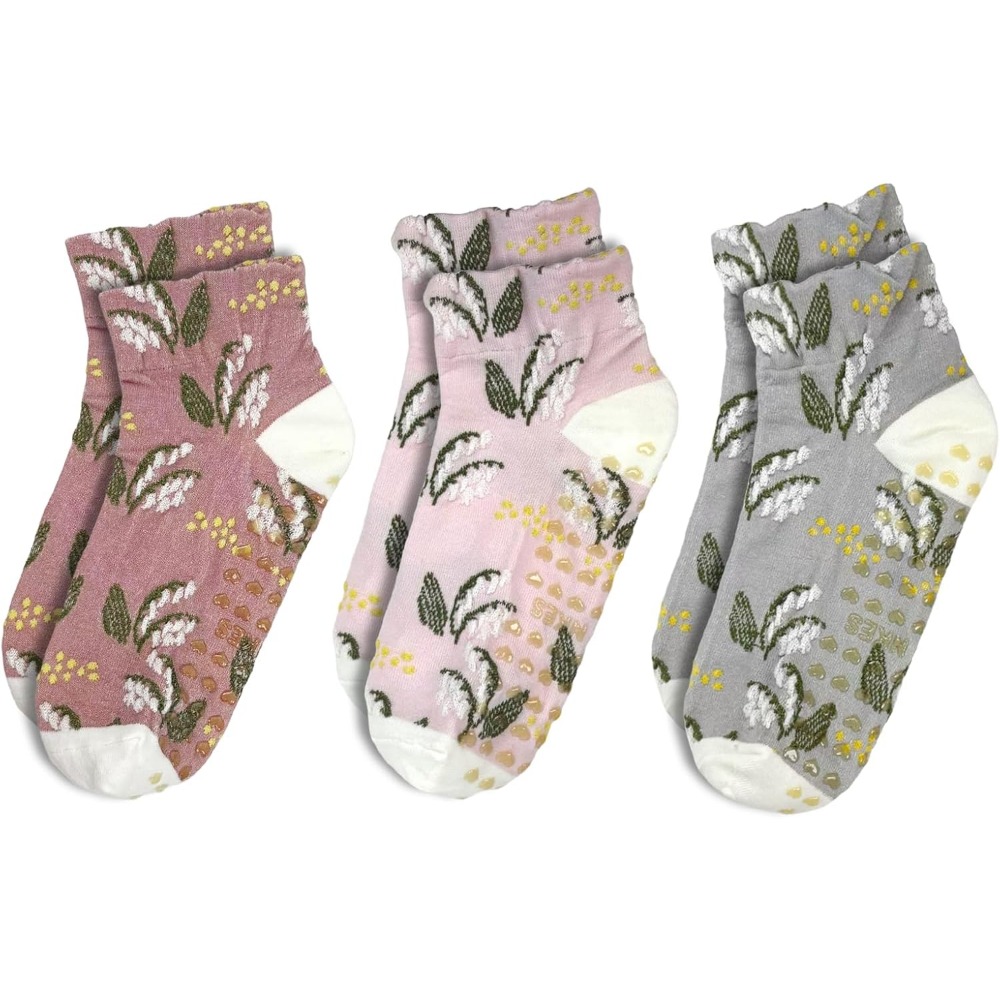 Grip Sock Yoga - Chaussettes de yoga en jacquard floral