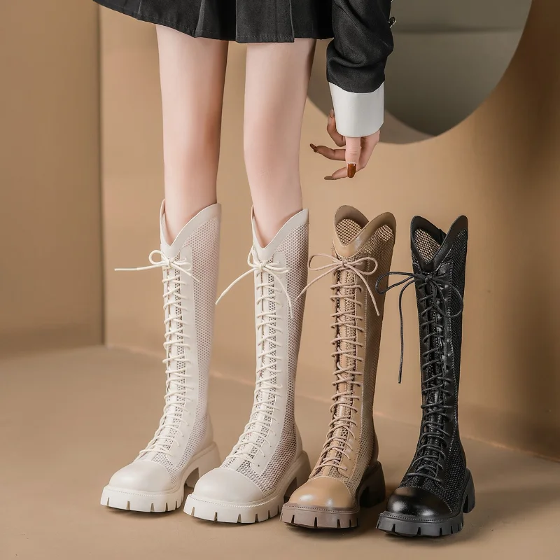 Knee High Sock Women - Femmes été genou-haut maille bottes hautes